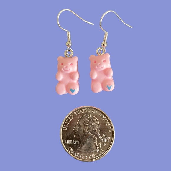 Pink Teddy Bear Earrings - Picture 2 of 4
